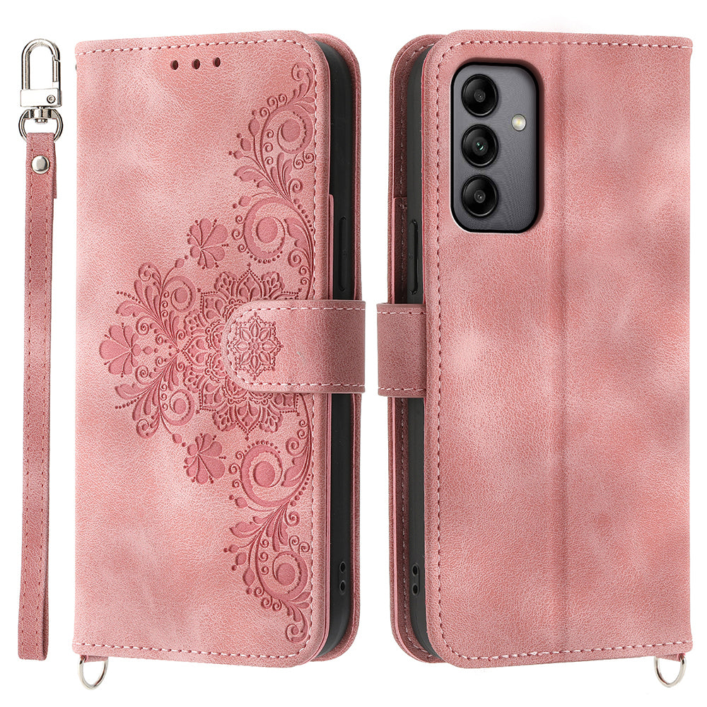 For Samsung Galaxy A05s 4G Leather Case Imprinted Stand Wallet Phone Cover with 2 Straps For Samsung Galaxy A05s 4G Leather Case Imprinted Stand Wallet Phone Cover with 2 Straps
